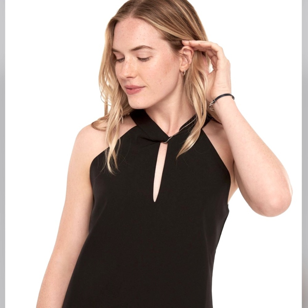White House Black Market Sleeveless Top Keyhole Front and Back Black Sz S - Picture 1 of 16